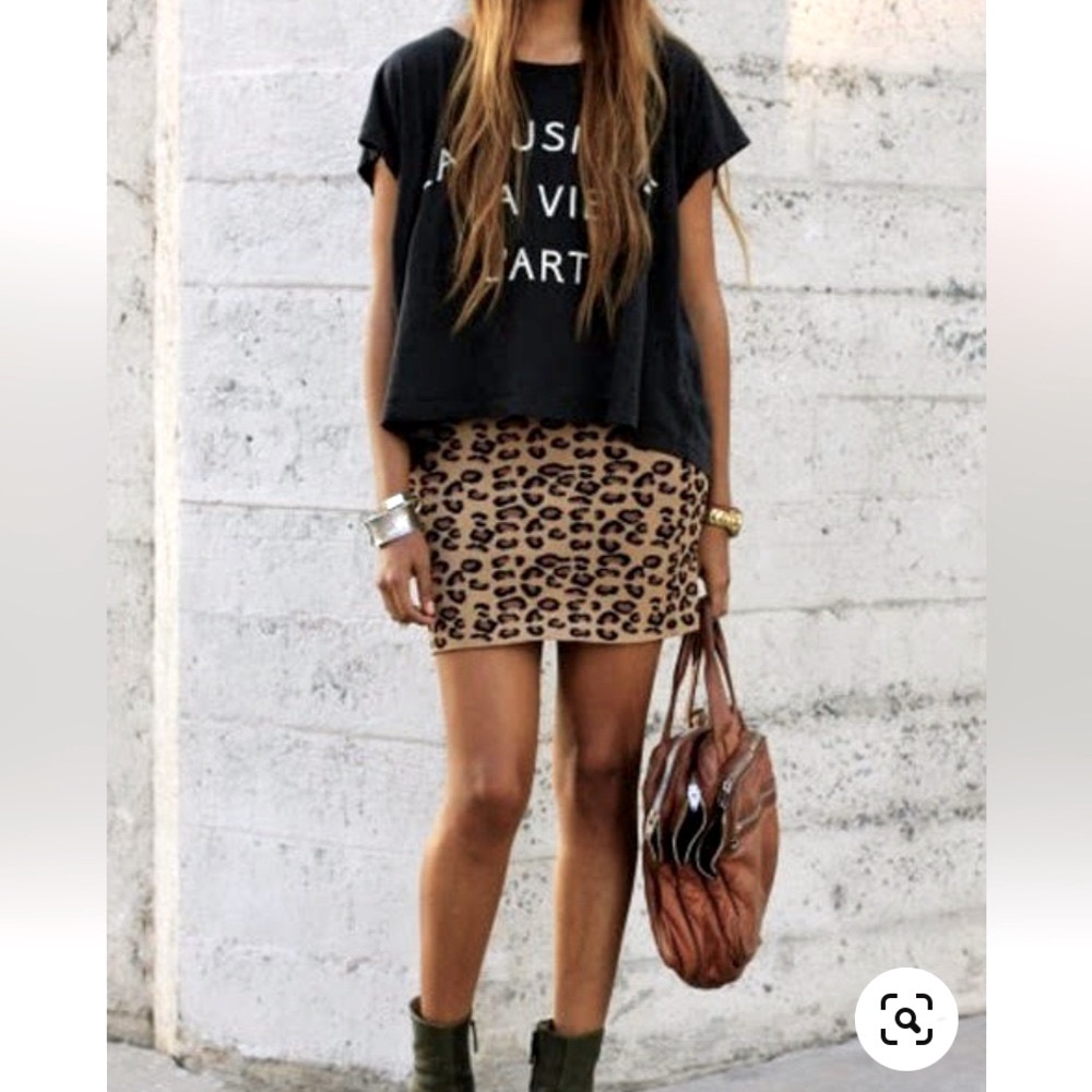 Leopard print denim mini skirt waist 30” Strtavarious - Zara’s little sister
